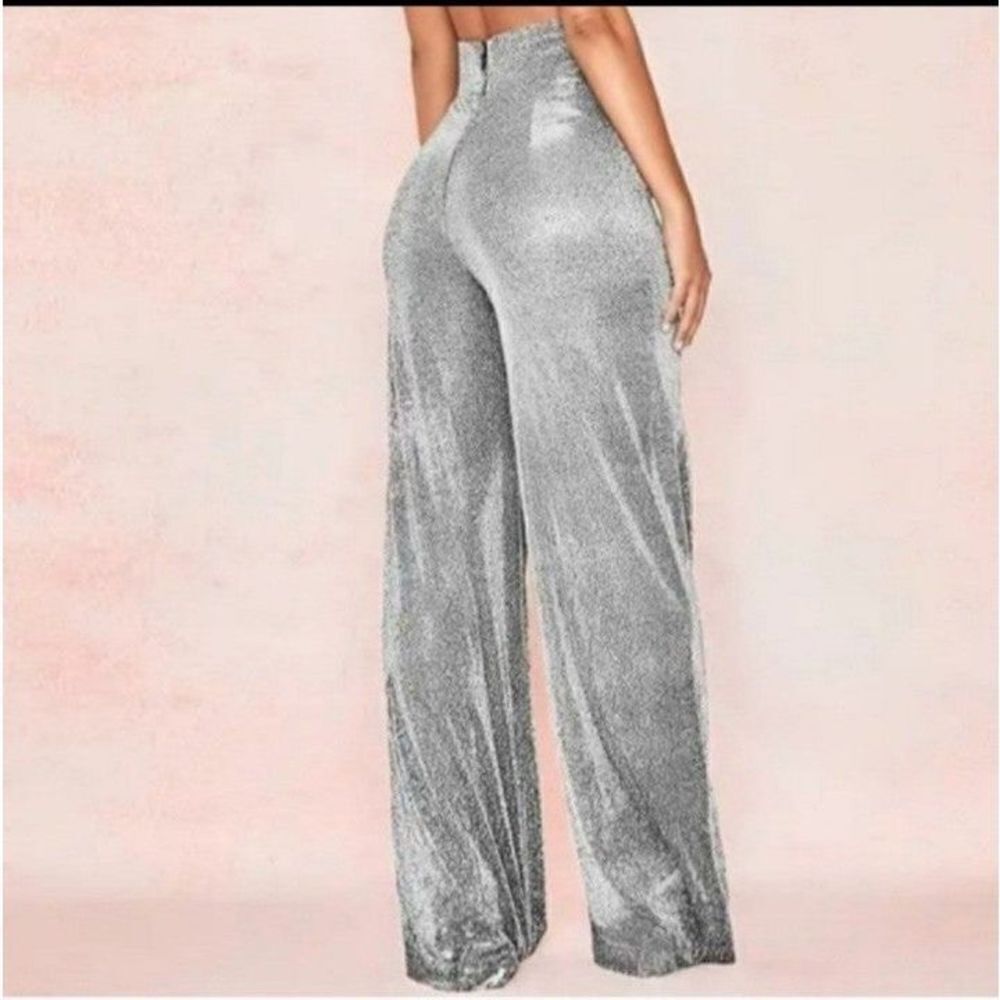Ladies wide-leg sparkling pants sz X-large - Picture 5 of 6